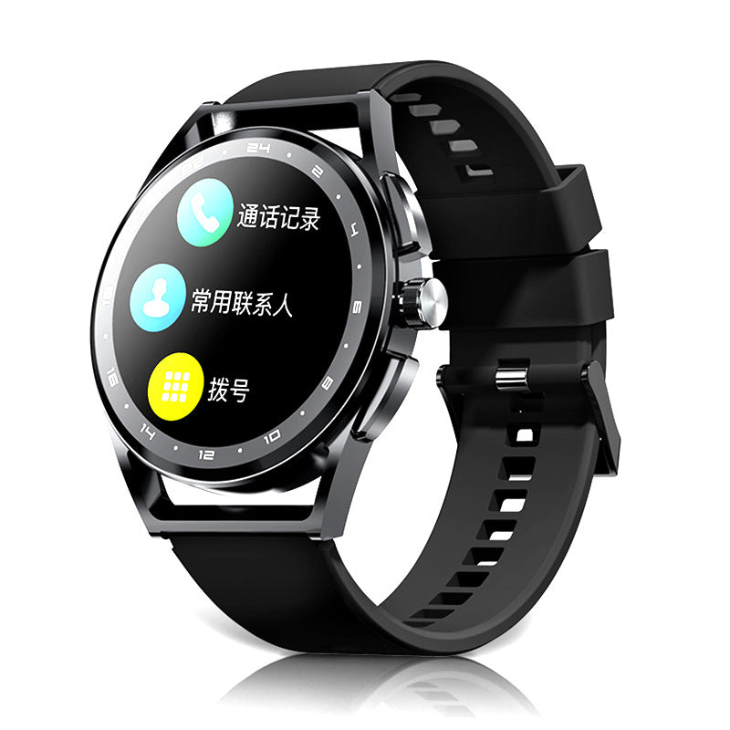 Blood Oxygen Monitoring Sports Watch with a 1.32-inch tempered glass screen and silicone wrist strap, designed for fitness tracking.