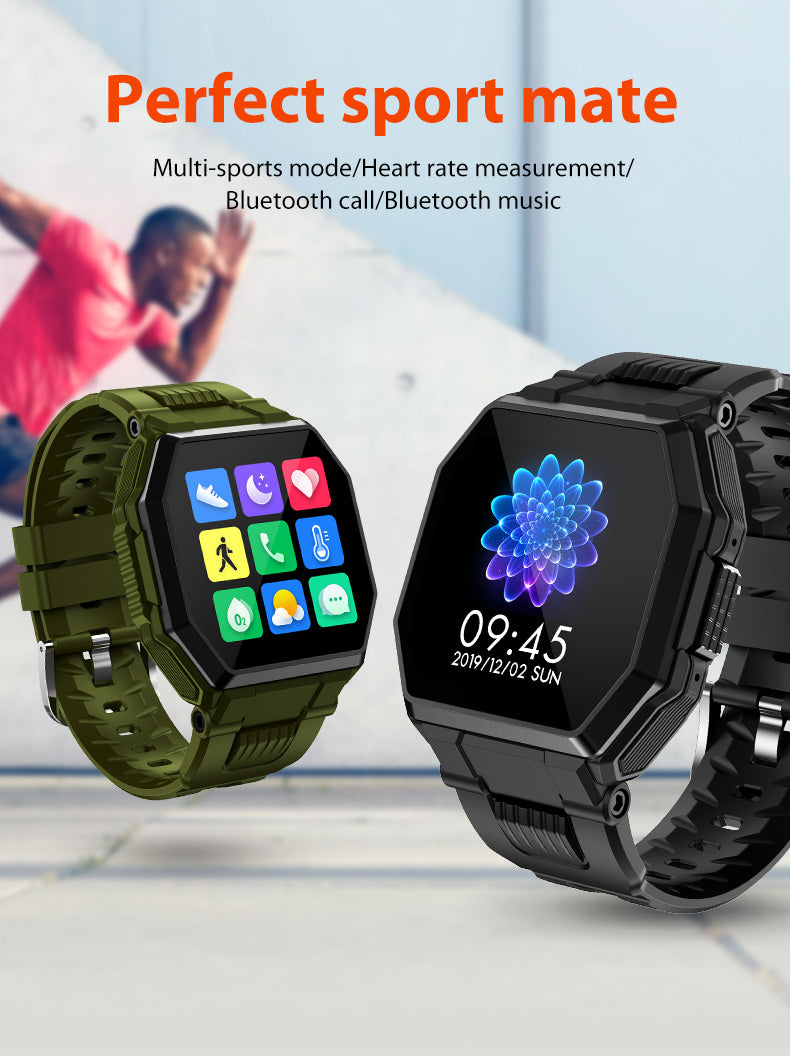 Bluetooth Call Smart Watch for men with full touch control and various sports modes, showcasing its sleek design and functionality.