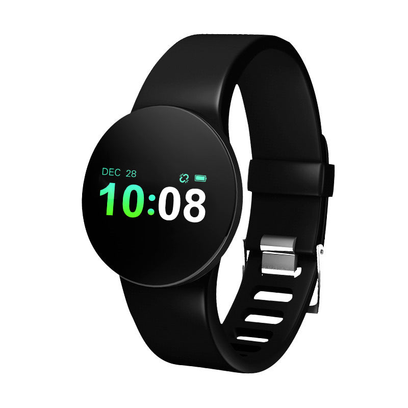 Bluetooth Heart Rate Blood Pressure Watch Bracelet with colorful screen and adjustable TPU band, showcasing health tracking features.