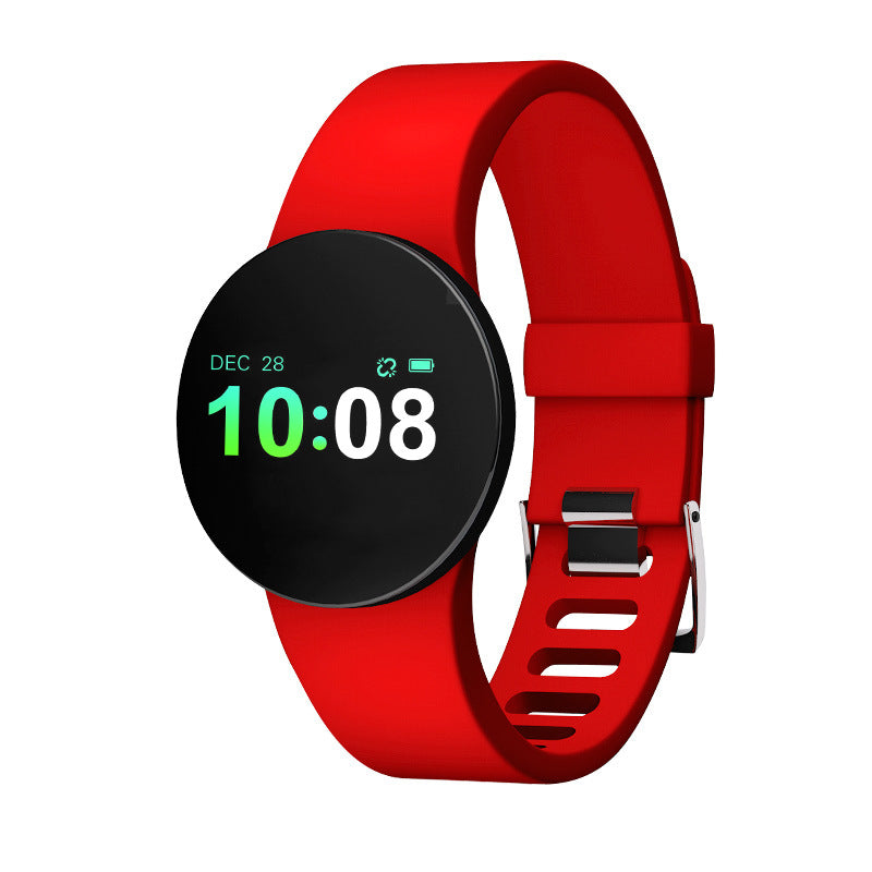 Bluetooth Heart Rate Blood Pressure Watch Bracelet with colorful screen and adjustable TPU band, showcasing health tracking features.