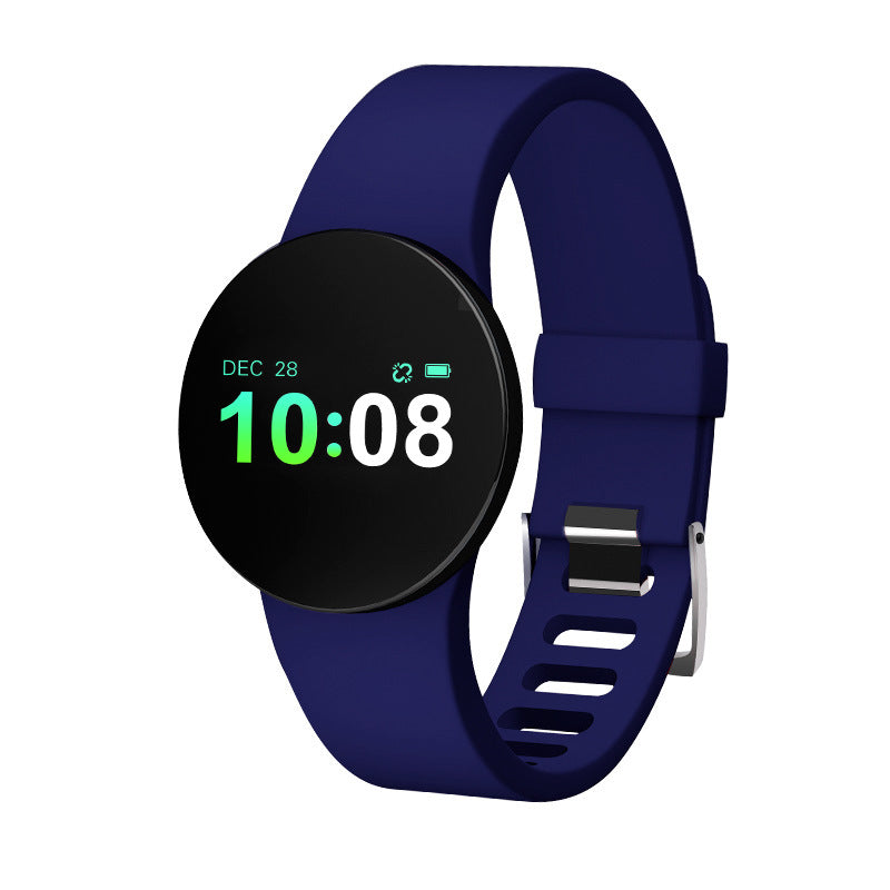 Bluetooth Heart Rate Blood Pressure Watch Bracelet with colorful screen and adjustable TPU band, showcasing health tracking features.