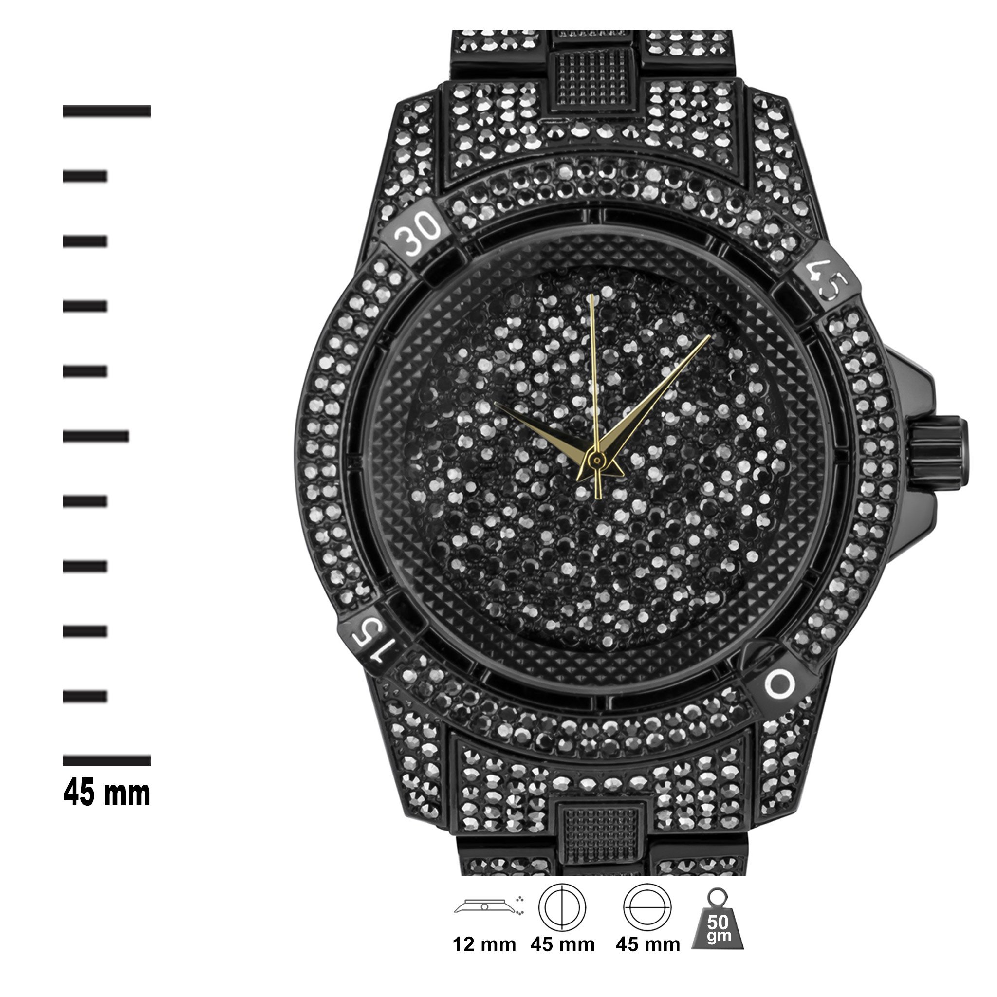 BRIETLOW Ice Master Watch featuring rhinestone crystals, metal alloy construction, and a stylish design suitable for various occasions.