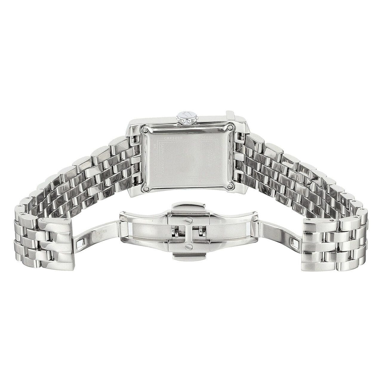 Bulova 96R187 Diamond Gallery Women's Watch with white dial and diamond accents in a stainless steel case.