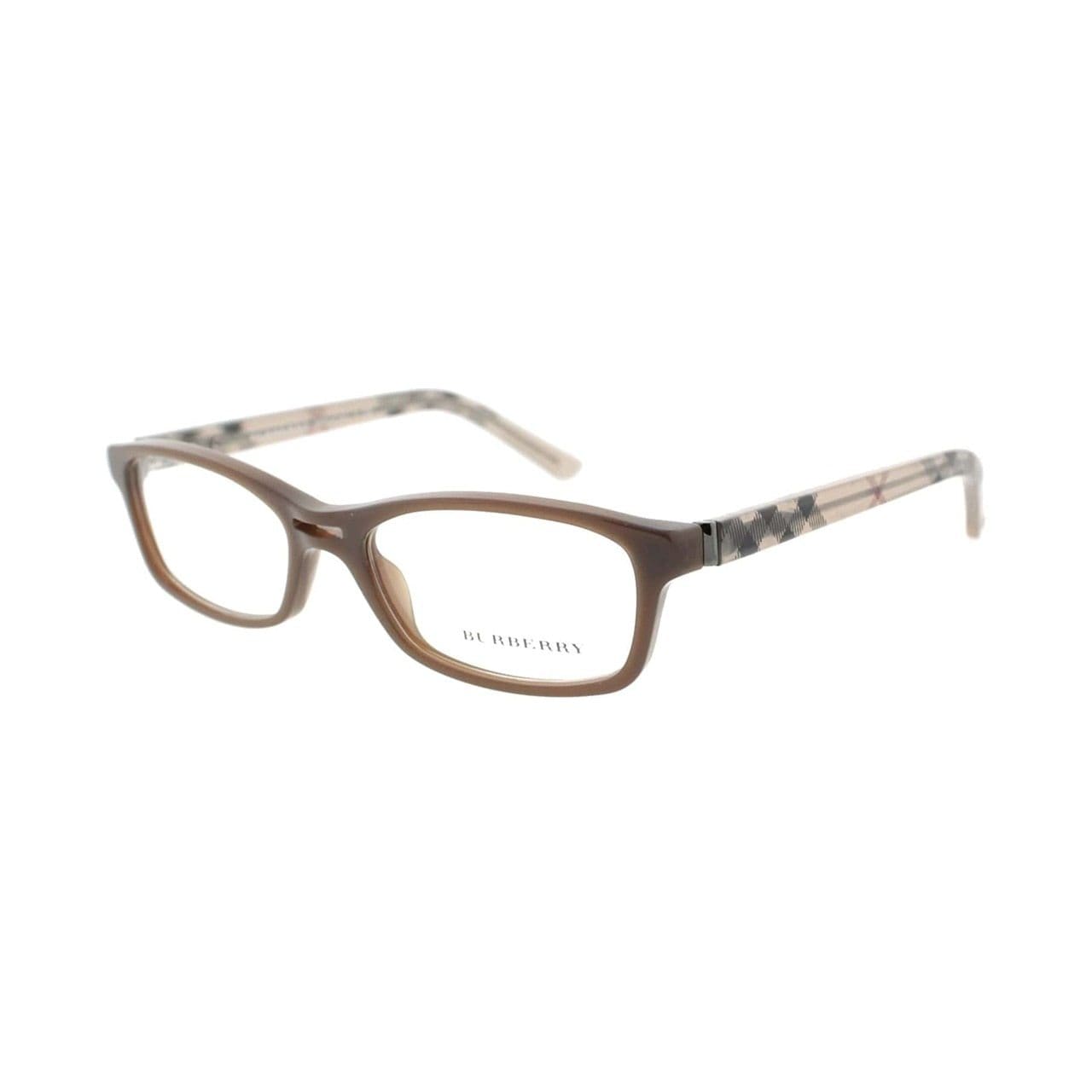 Burberry BE2087-3237 Brown Hazelnut Rectangular Women's Plastic Eyeglasses with full-frame design.