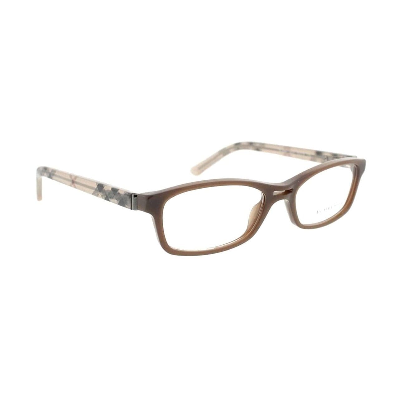 Burberry BE2087-3237 Brown Hazelnut Rectangular Women's Plastic Eyeglasses with full-frame design.