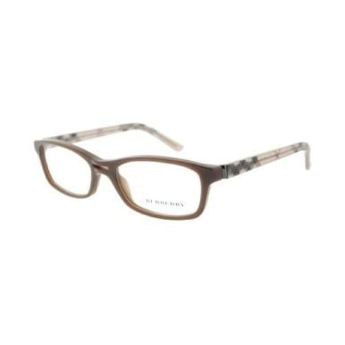 Burberry BE2087-3237 Brown Hazelnut Rectangular Women's Plastic Eyeglasses with full-frame design.