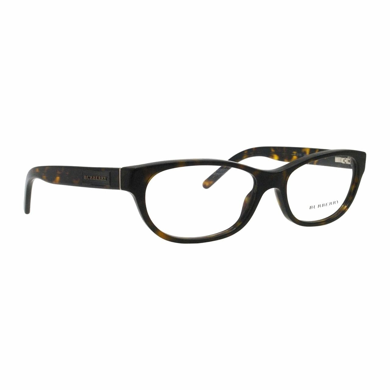 Burberry BE2106-3002 Tortoise Oval Women's Plastic Eyeglasses displayed in a stylish case.