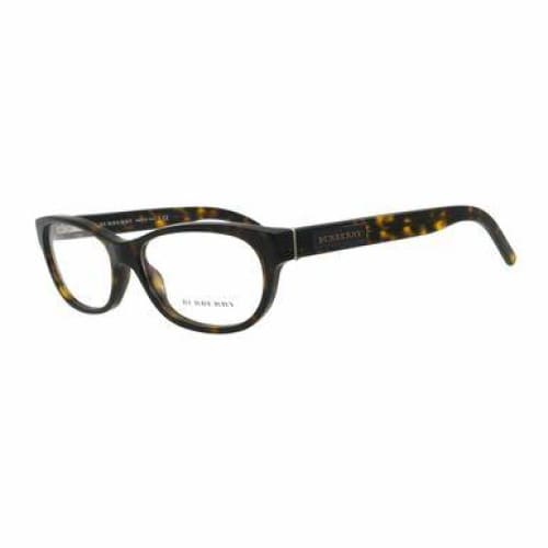 Burberry BE2106-3002 Tortoise Oval Women's Plastic Eyeglasses displayed in a stylish case.