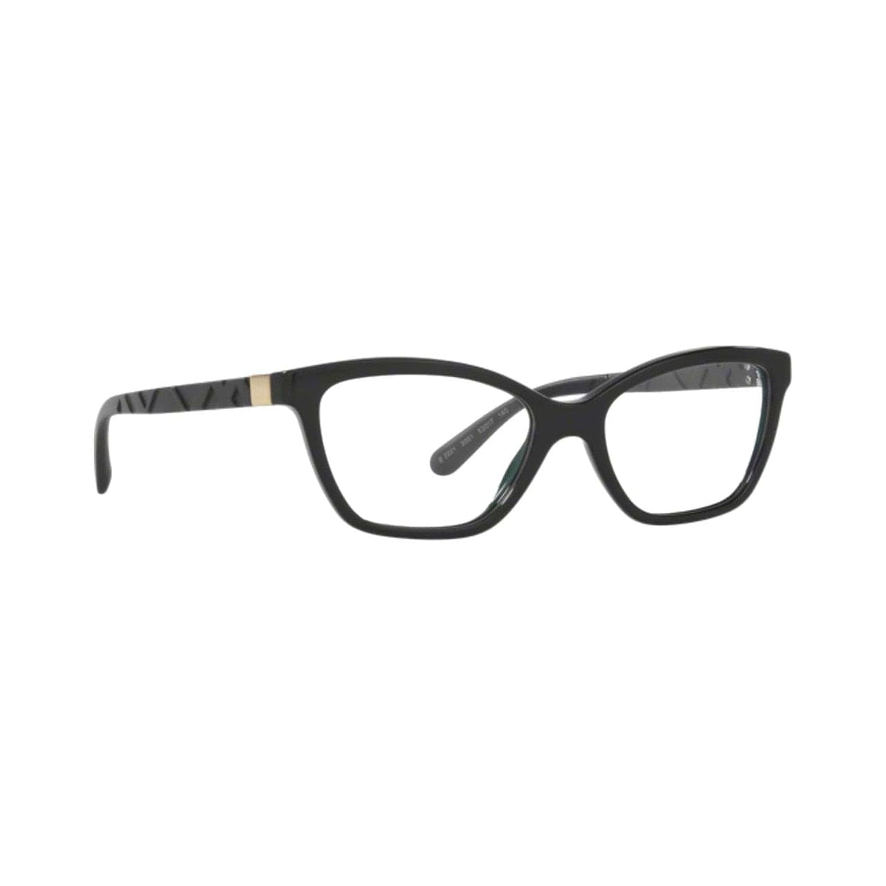 Burberry BE2221F-3001 Black Cat-Eye Women's Plastic Eyeglasses with a sleek black frame and stylish design.