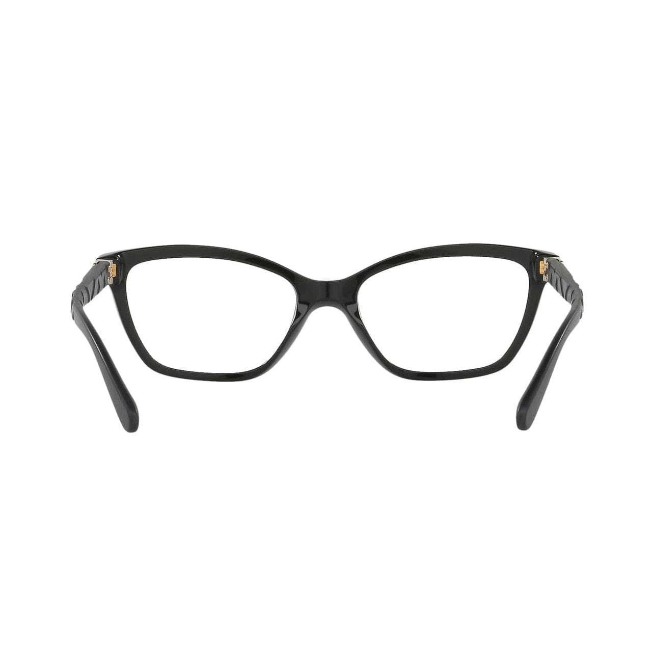 Burberry BE2221F-3001 Black Cat-Eye Women's Plastic Eyeglasses with a sleek black frame and stylish design.