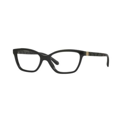 Burberry BE2221F-3001 Black Cat-Eye Women's Plastic Eyeglasses with a sleek black frame and stylish design.