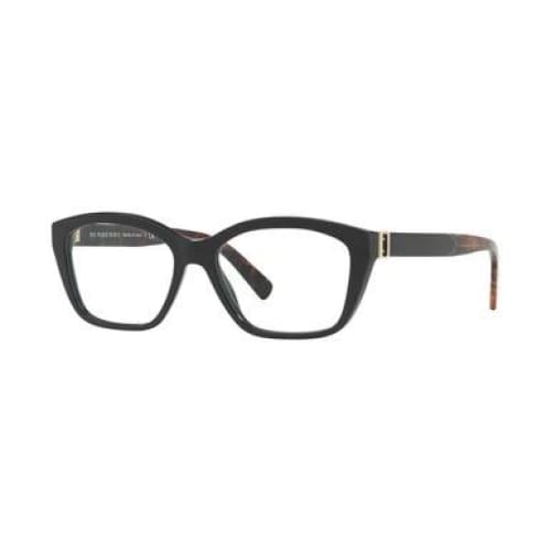 Burberry BE2265-3683 Black Havana Rectangular Women's Plastic Eyeglasses displayed elegantly with a stylish case.