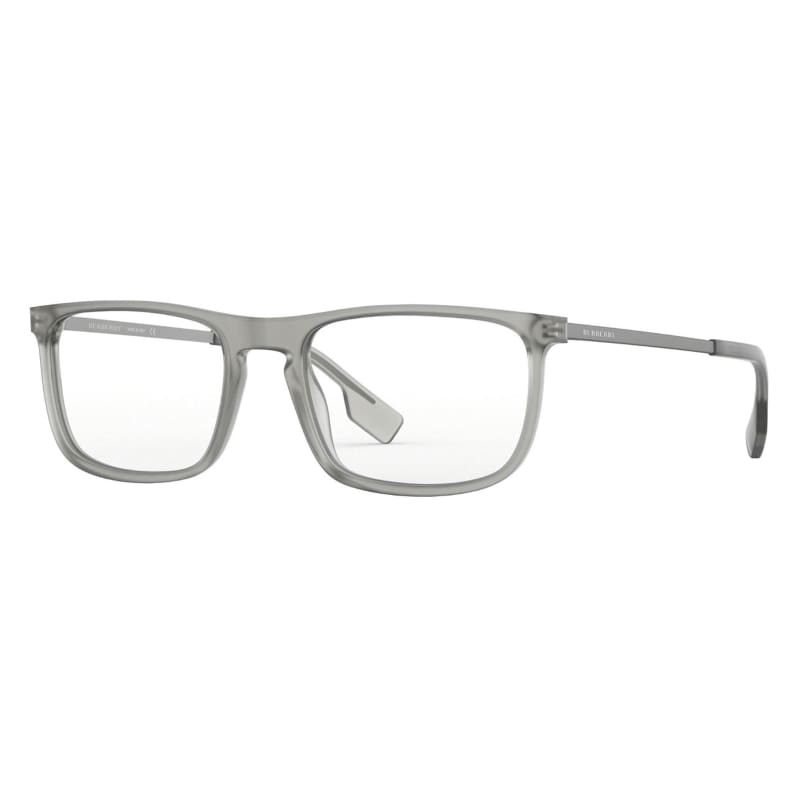 Burberry BE2288-3769 Men Matte Grey Rectangle Acetate Frame Optical Eyeglasses with demo lens, showcasing stylish design and Burberry branding.