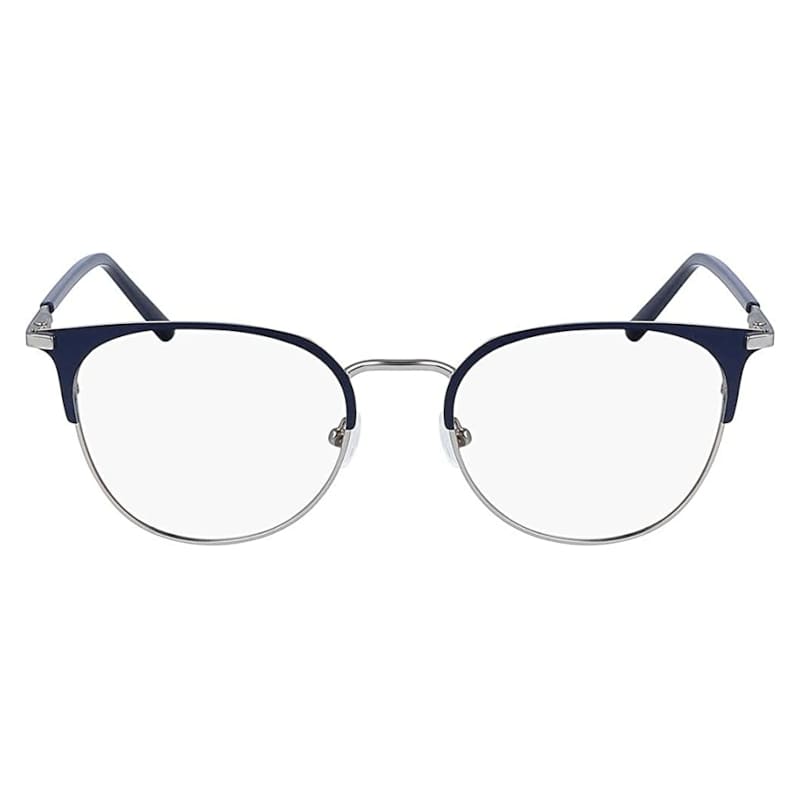 Calvin Klein CK20302-410 unisex satin navy metal round frame eyeglasses with 52mm lens, stylish and modern design.