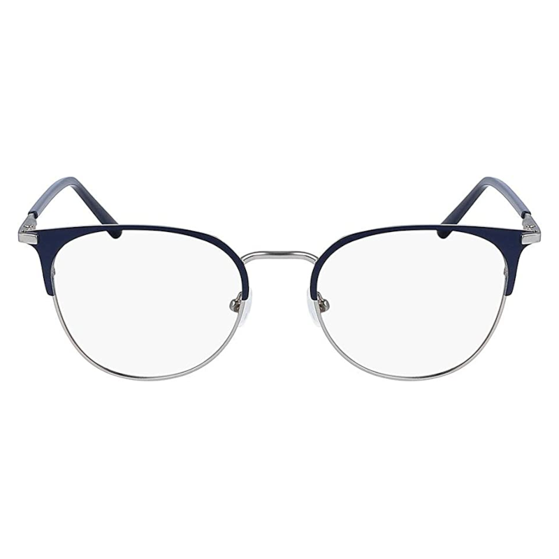 Calvin Klein CK20302-410 unisex satin navy metal round frame eyeglasses with 52mm lens, stylish and modern design.