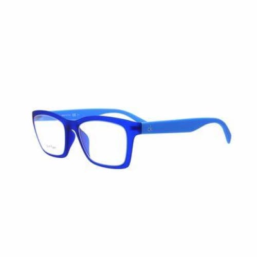 Calvin Klein CK-5831-412 Blue Square Unisex Plastic Eyeglasses showcasing a stylish blue frame and square lenses.