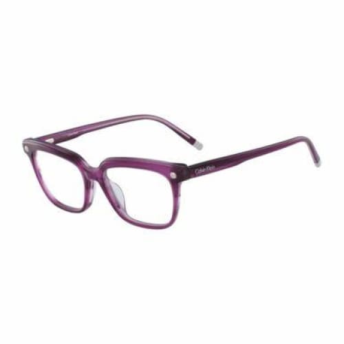 Calvin Klein CK-5963-480 Striped Purple Square Women's Plastic Eyeglasses with stylish design and durable frame.