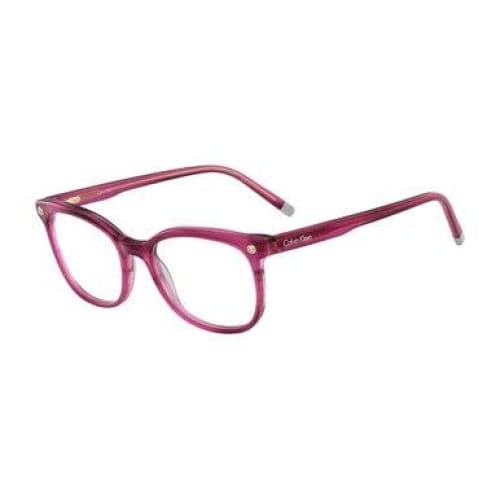 Calvin Klein CK-5972-606 Striped Cyclamen Square Women's Plastic Eyeglasses showcasing a stylish design and vibrant color.