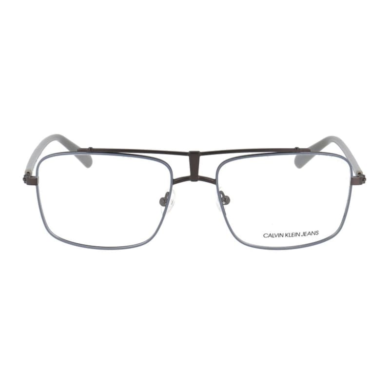 Calvin Klein CKJ19311-006 Unisex Grey Pilot Metal Frame Eyeglasses with 55mm lens, showcasing a modern design suitable for all genders.