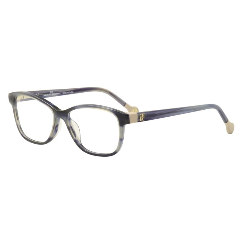 Carolina Herrera VHE679K-OWTC Women's Gray Havana Square Acetate Frame eyeglasses with 53mm lens, showcasing stylish design and quality materials.