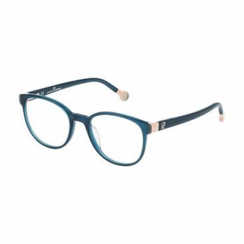 Carolina Herrera VHE680-0U36 Blue Square Women's Plastic Eyeglasses with a stylish blue frame and demo lens.