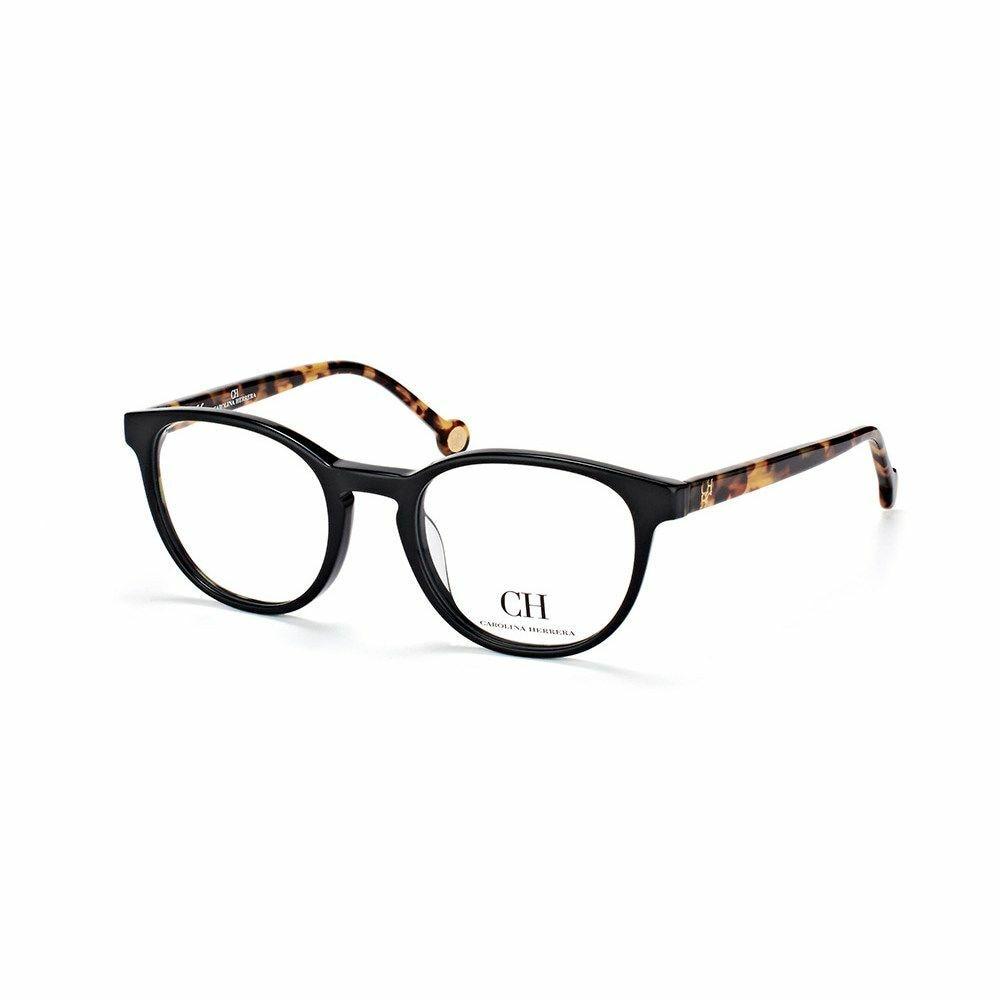 Carolina Herrera VHE715-0700 Black Havana Square Women's Plastic Eyeglasses with a stylish design and demo lens.