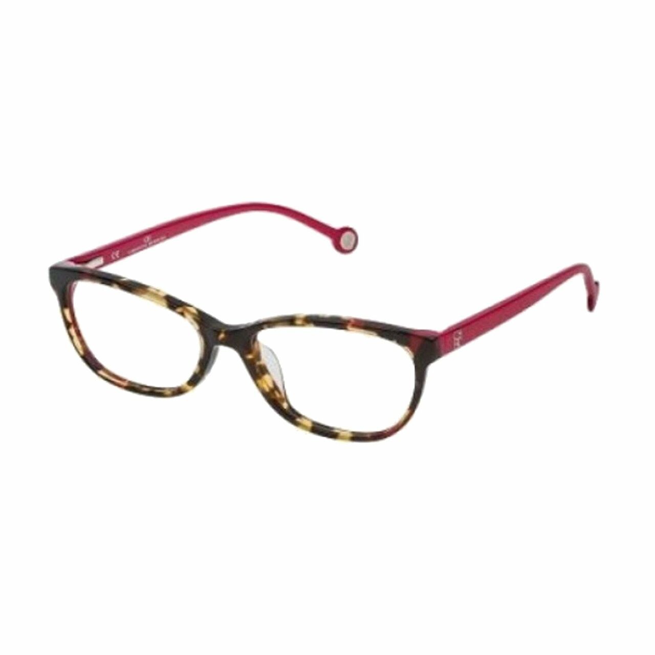 Carolina Herrera VHE716-0741 Havana Square Women's Plastic Eyeglasses featuring a stylish square frame in a warm Havana color.