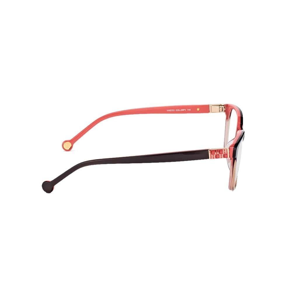 Carolina Herrera VHE721-09PV Black Red Rectangular Women's Acetate Eyeglasses showcasing a stylish full-rim design with a modern color scheme.