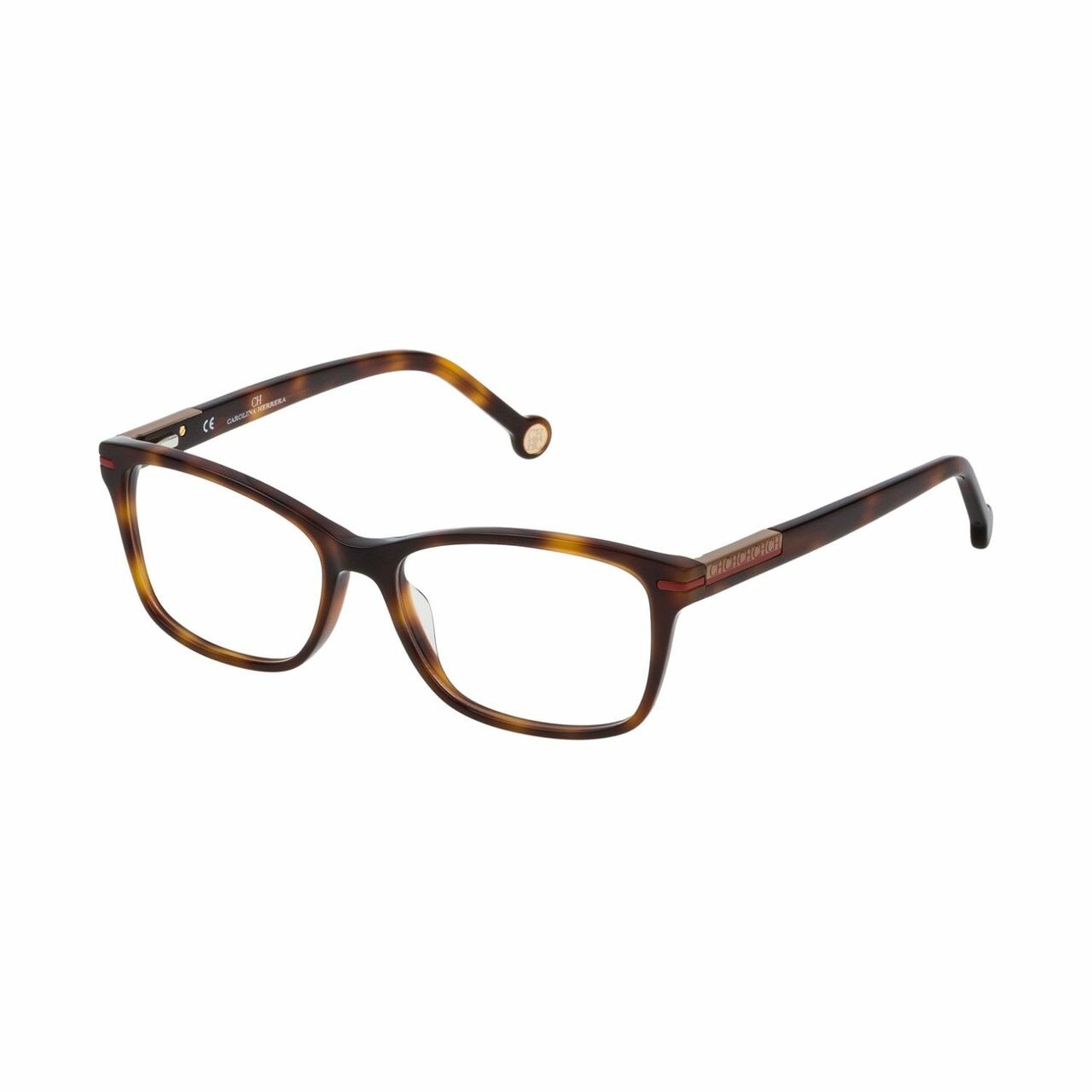 Carolina Herrera VHE729N-0752 Tortoise Square Women's Plastic Eyeglasses showcasing a stylish tortoise pattern and square frame design.