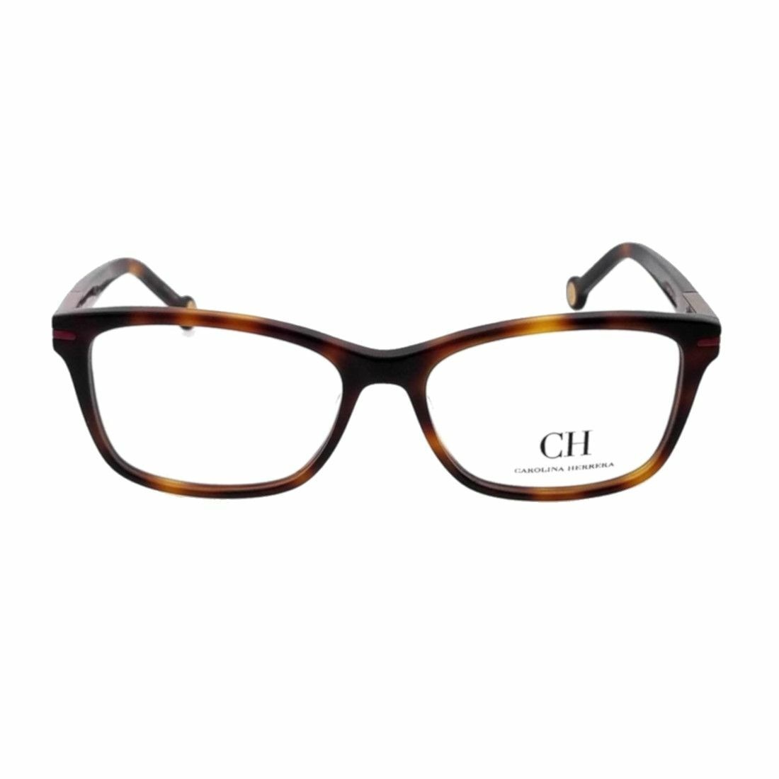 Carolina Herrera VHE729N-0752 Tortoise Square Women's Plastic Eyeglasses showcasing a stylish tortoise pattern and square frame design.