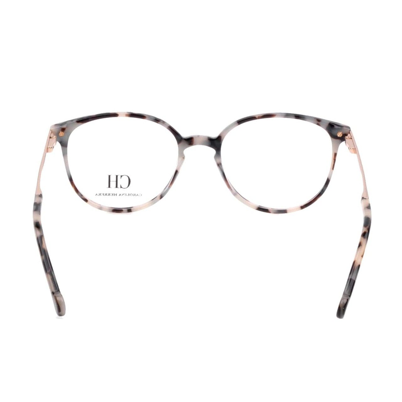 Carolina Herrera VHE759-9BBY Brown Tortoise Round Women's Acetate Eyeglasses showcasing a stylish full-rim design.