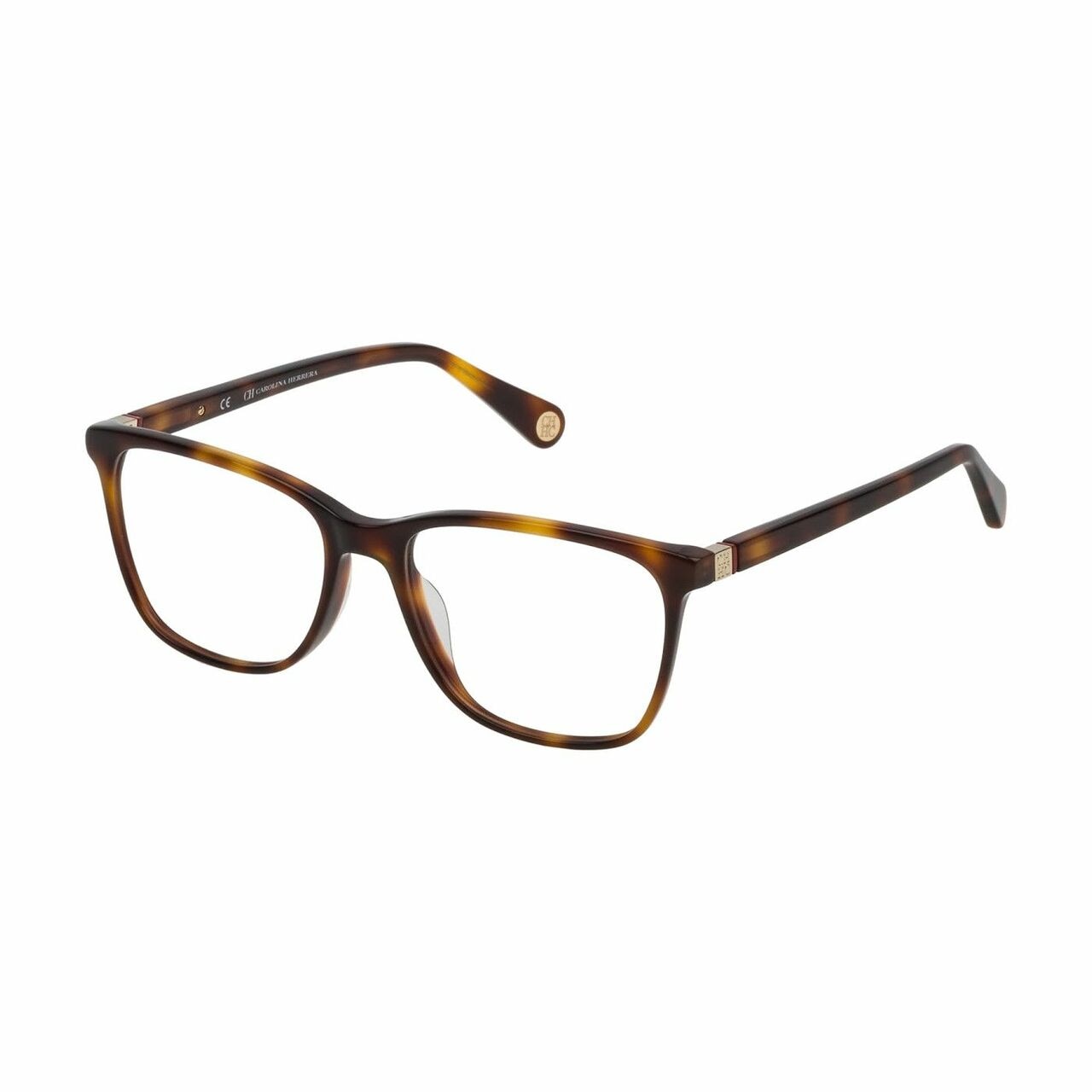 Carolina Herrera VHE765-0752 Tortoise Square Unisex Plastic Eyeglasses displayed with a stylish tortoise pattern frame.