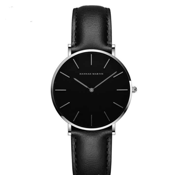 A stylish Casual Creative Light and Thin Quartz Wristwatch for women, featuring a round dial, stainless steel pin buckle, and a lightweight design.