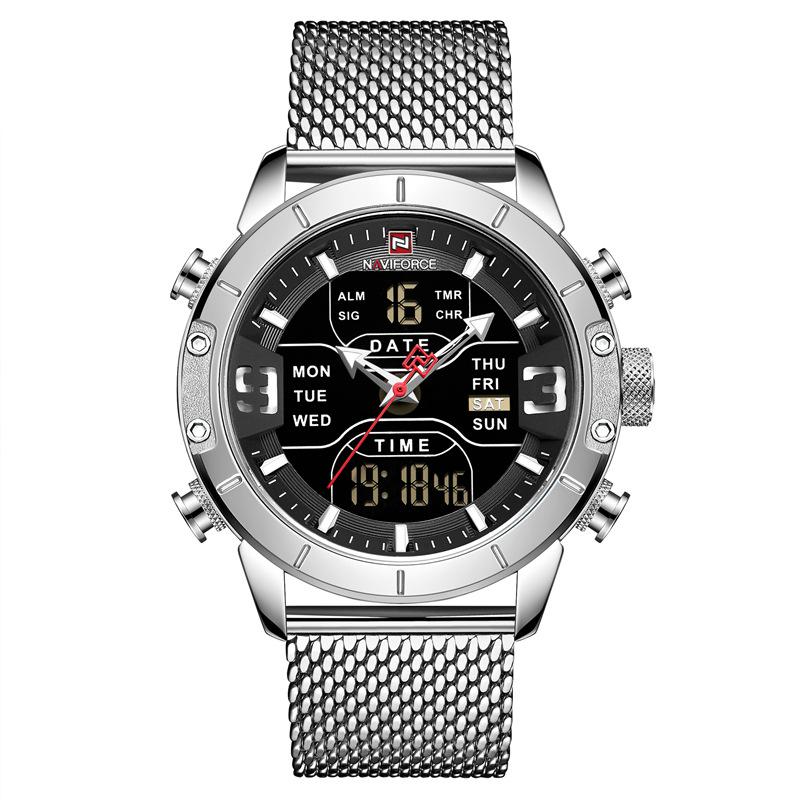 Casual Mesh Band Watch for Men featuring a stainless steel strap and a sleek dial design.