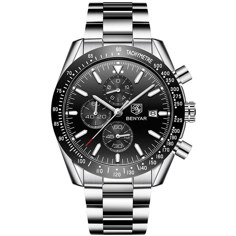 Casual Stainless Steel Quartz Watch for Men featuring a round dial and stainless steel strap, perfect for any occasion.