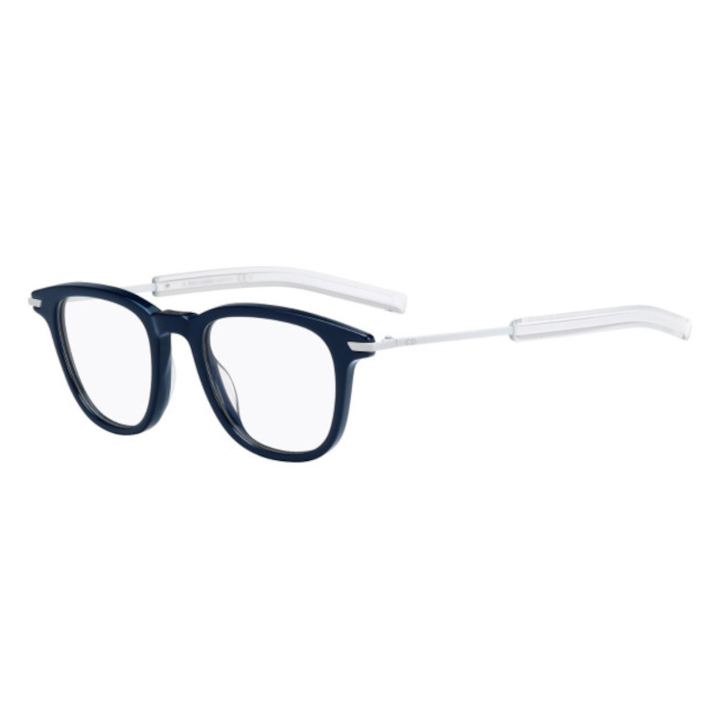 Christian Dior Black Tie 195-MZN Men's Blue and Matte White Round Acetate Frame Eyeglasses with 46mm Lens.