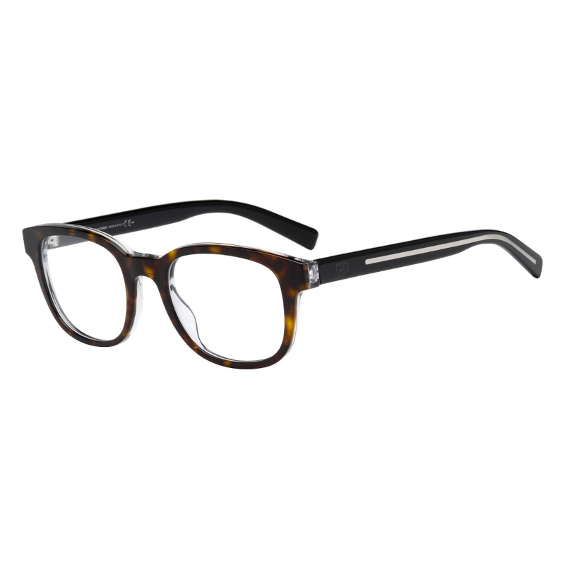 Christian Dior Black Tie 202-G6G Men's Havana Crystal Black Square Acetate Frame Optical Eyeglasses with 50mm lens.