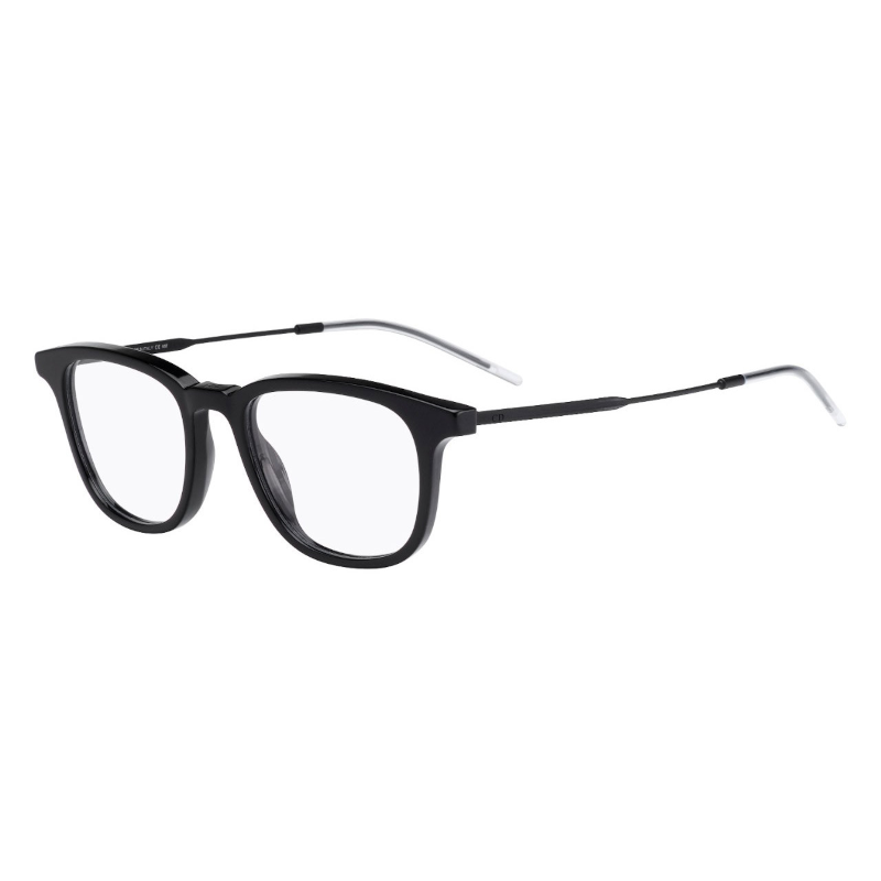 Christian Dior Black Tie 208-263 Men's Matte Black Round Acetate Frame with 49mm lens, showcasing a stylish and modern design.