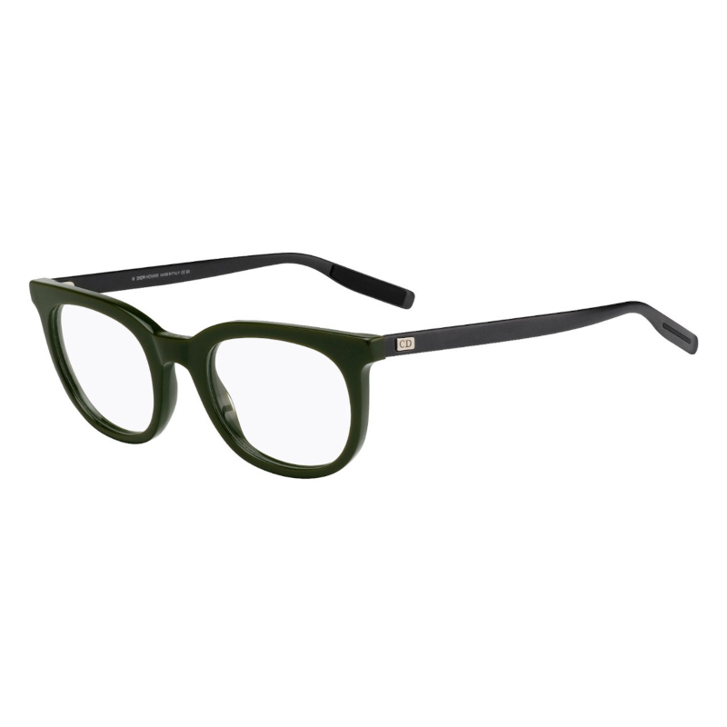 Christian Dior Black Tie 217-MX7 Men's Green Crystal Round Acetate Eyeglasses with 50mm lenses, showcasing a stylish and elegant design.