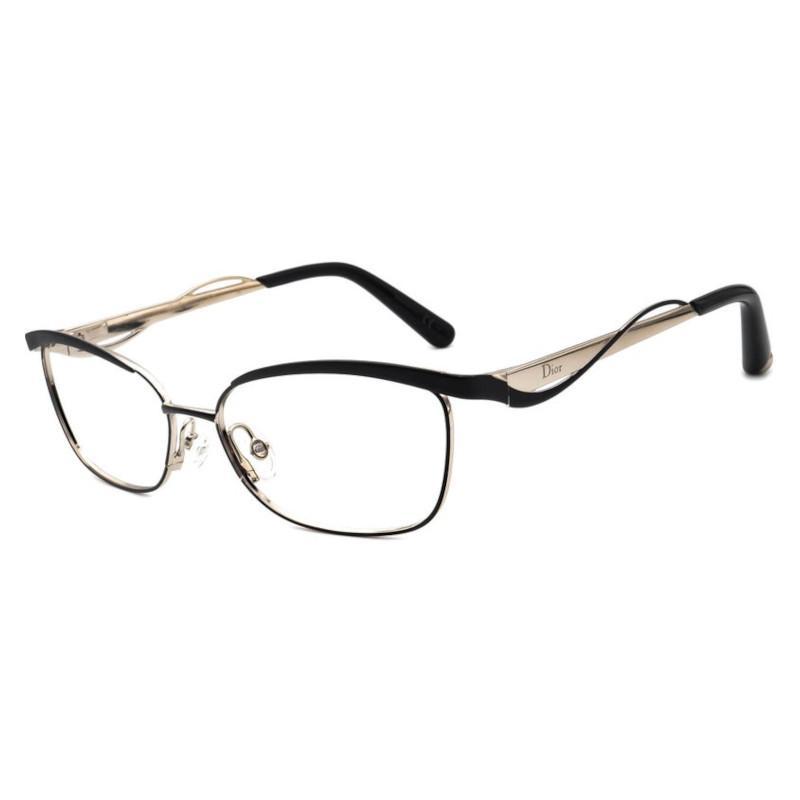 Christian Dior CD3784-G8Q Women's Matte Black and Light Gold Square Metal Frame Eyeglasses with 55mm lens.