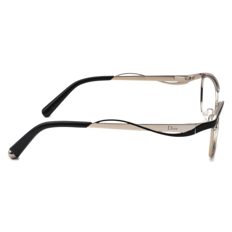 Christian Dior CD3784-G8Q Women's Matte Black and Light Gold Square Metal Frame Eyeglasses with 55mm lens.