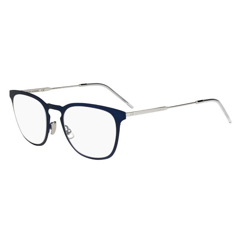 Christian Dior Dior 0214-RCT Men's Matte Blue Square Metal Frame 51mm eyeglasses with a stylish design and comfortable fit.