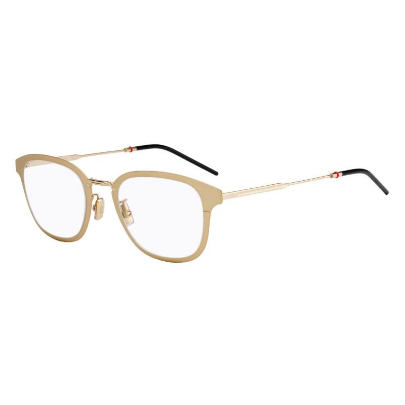 Christian Dior Dior 0232F-AOZ Men's Semi Matte Gold Square Metal Frame eyeglasses with 51mm lens, showcasing elegant design and craftsmanship.