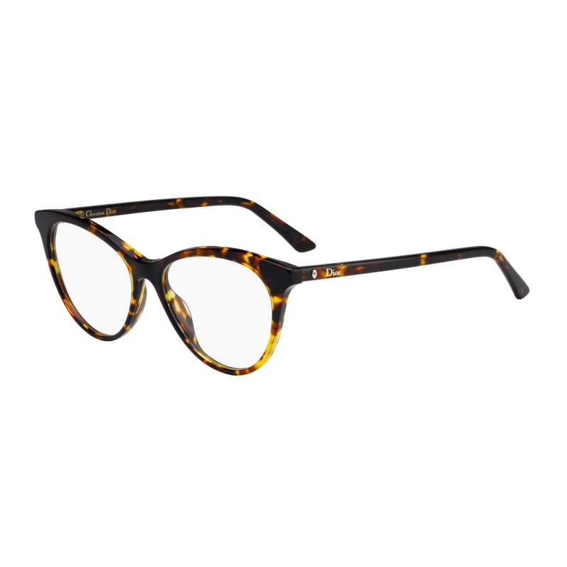 Christian Dior Montaigne 57-0086 Women's Dark Havana Cat Eye Acetate Eyeglasses with 52mm lens, showcasing elegant design and quality craftsmanship.