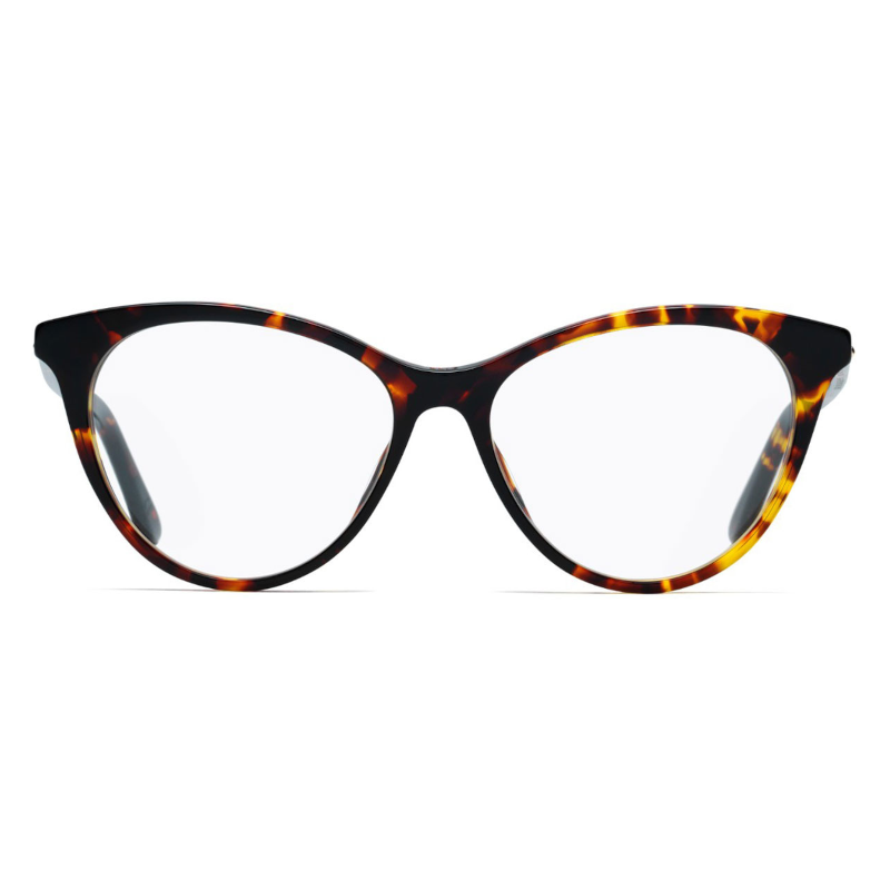 Christian Dior Montaigne 57-0086 Women's Dark Havana Cat Eye Acetate Eyeglasses with 52mm lens, showcasing elegant design and quality craftsmanship.