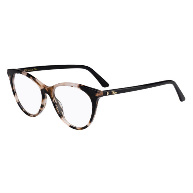 Christian Dior Montaigne 57-HT8 Women's Pink Havana Cat Eye Acetate Eyeglasses with 50mm lens, showcasing elegant design and quality craftsmanship.