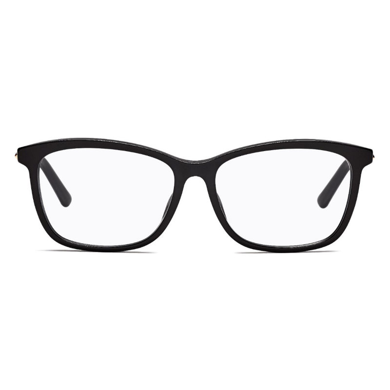 Christian Dior Montaigne 55F-807 unisex black square acetate frame eyeglasses with 54mm lens, stylish and durable design.