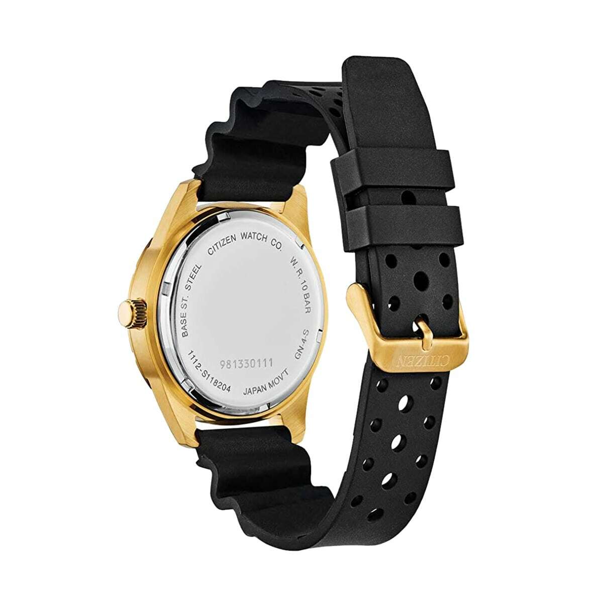 Citizen BI1043-01E Black Dial Men's Quartz Watch with Polyurethane Strap and Gold Accents