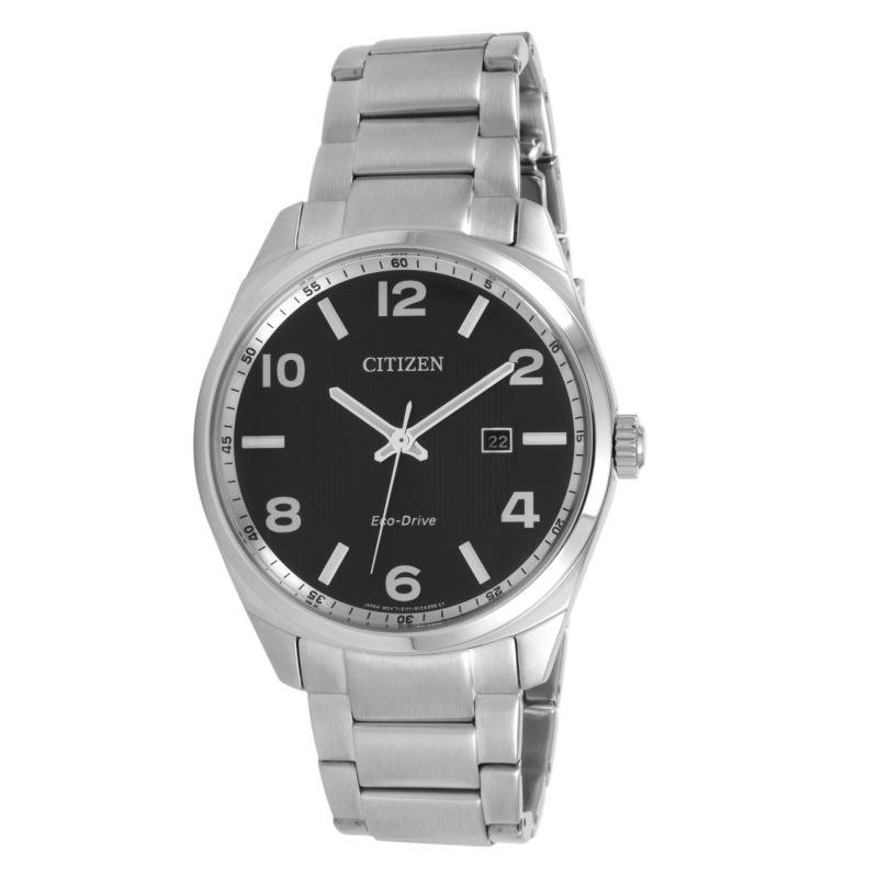 Citizen BM7320-52H Men's Corso Watch featuring a silver tone stainless steel case and a black dial, showcasing its elegant design.