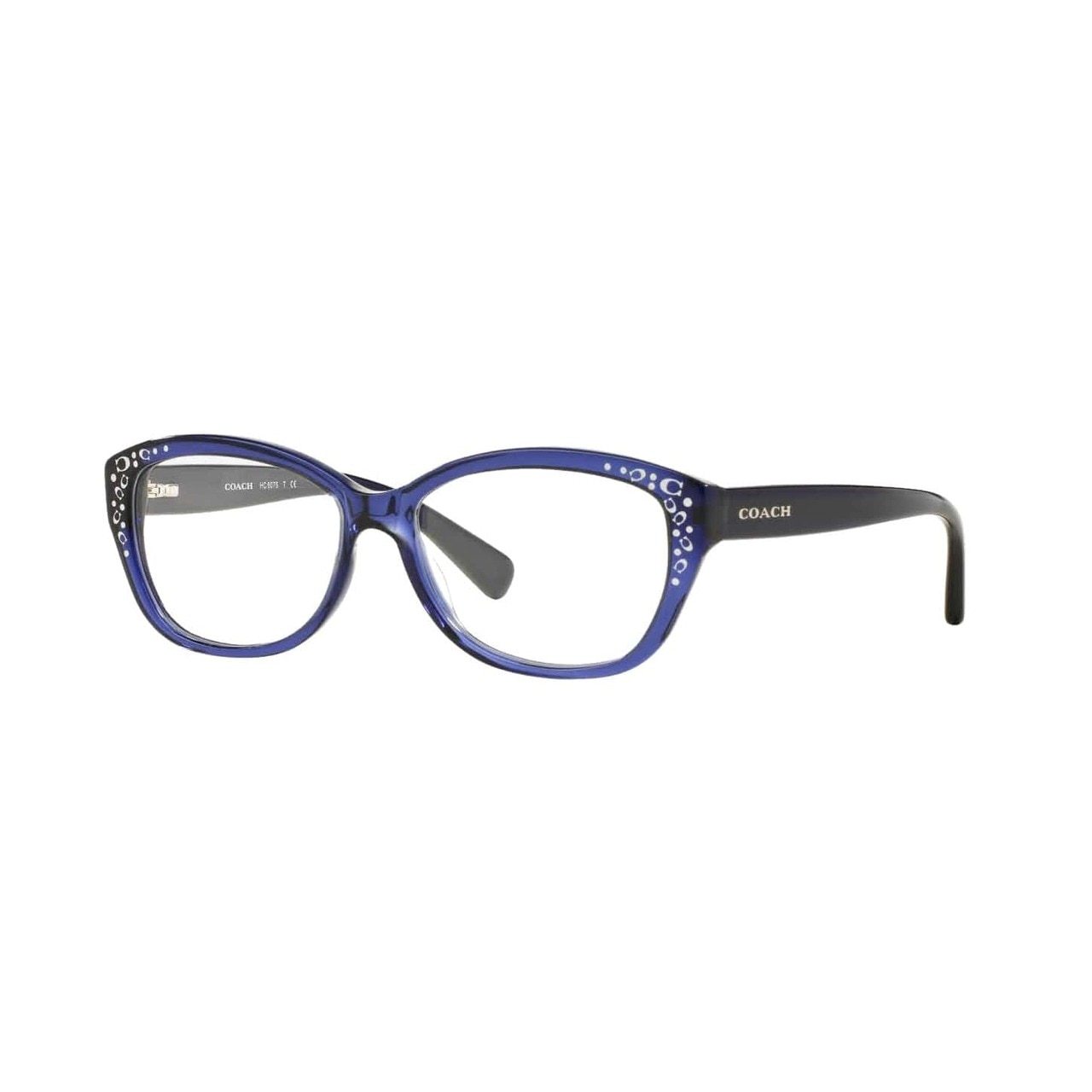 Coach HC6076-5110 Navy Cat-Eye Women's Plastic Eyeglasses with a stylish full-rim design, perfect for enhancing facial features.